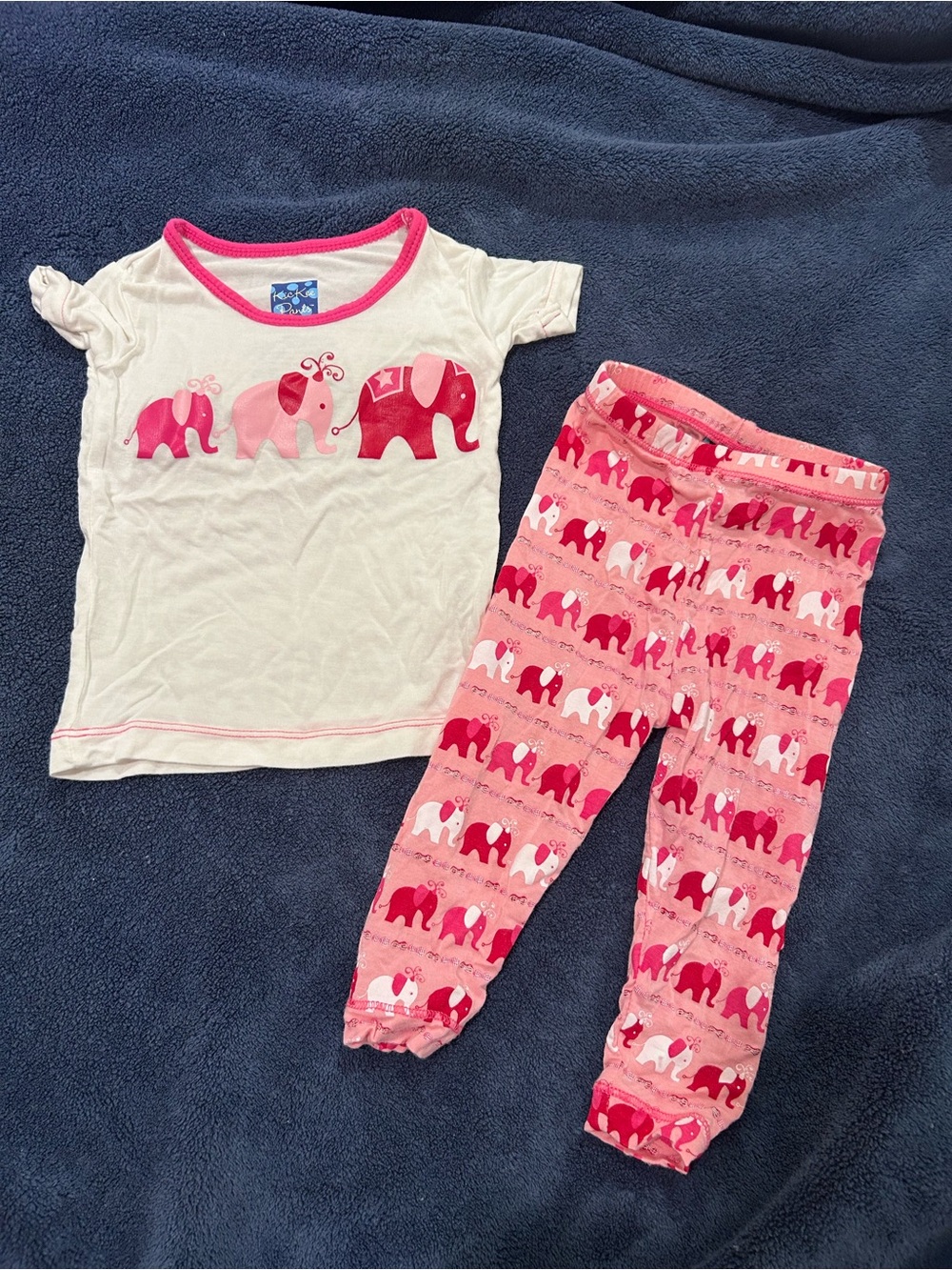 Kickee pants matching bamboo set girls 6-12 month elephants soft
